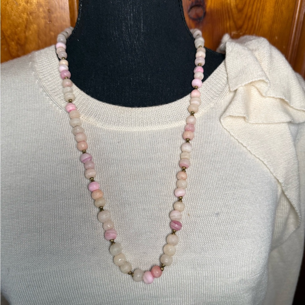 Source Unknown Pink‎ and Cream Beaded Necklace